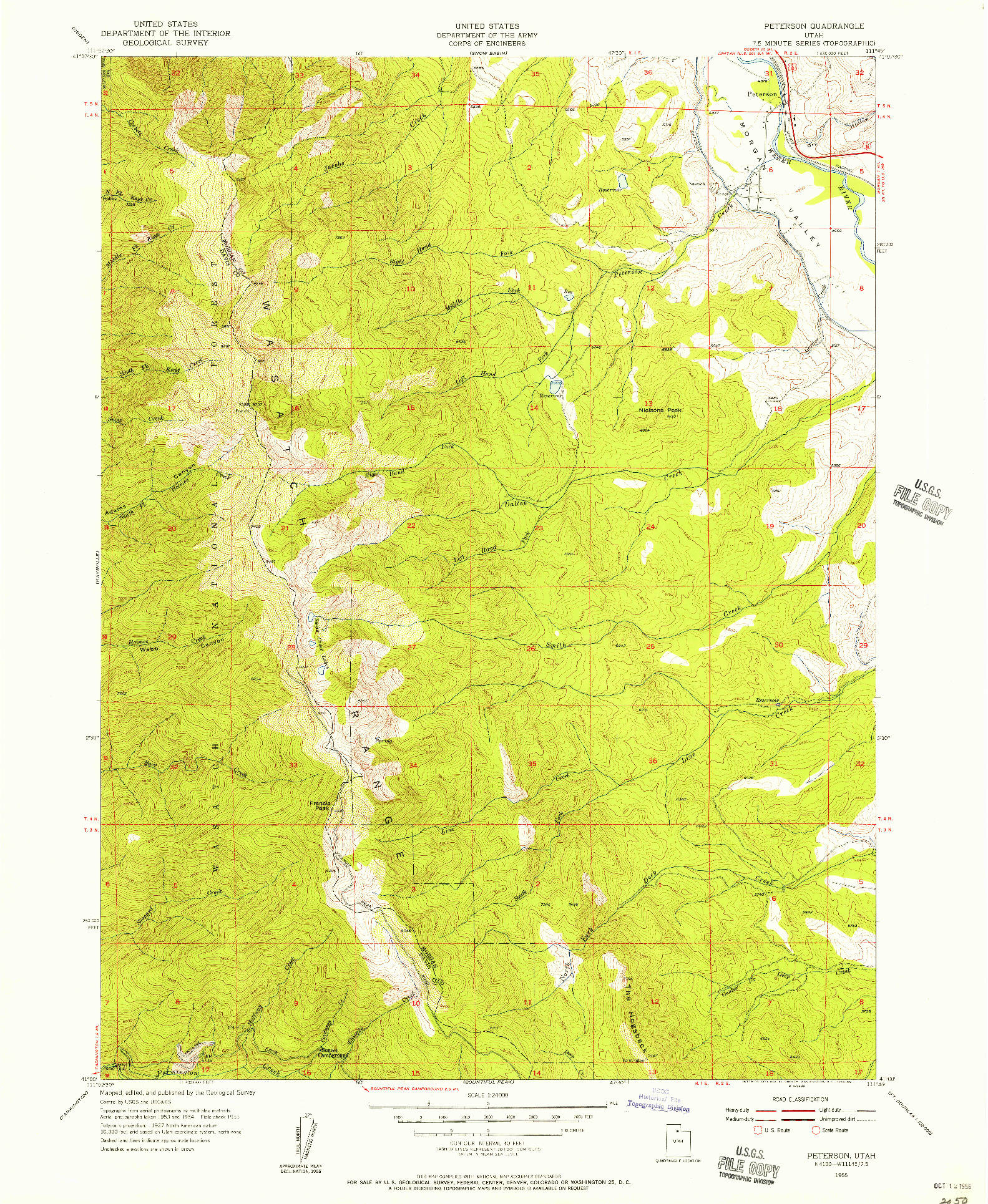 USGS 1:24000-SCALE QUADRANGLE FOR PETERSON, UT 1955