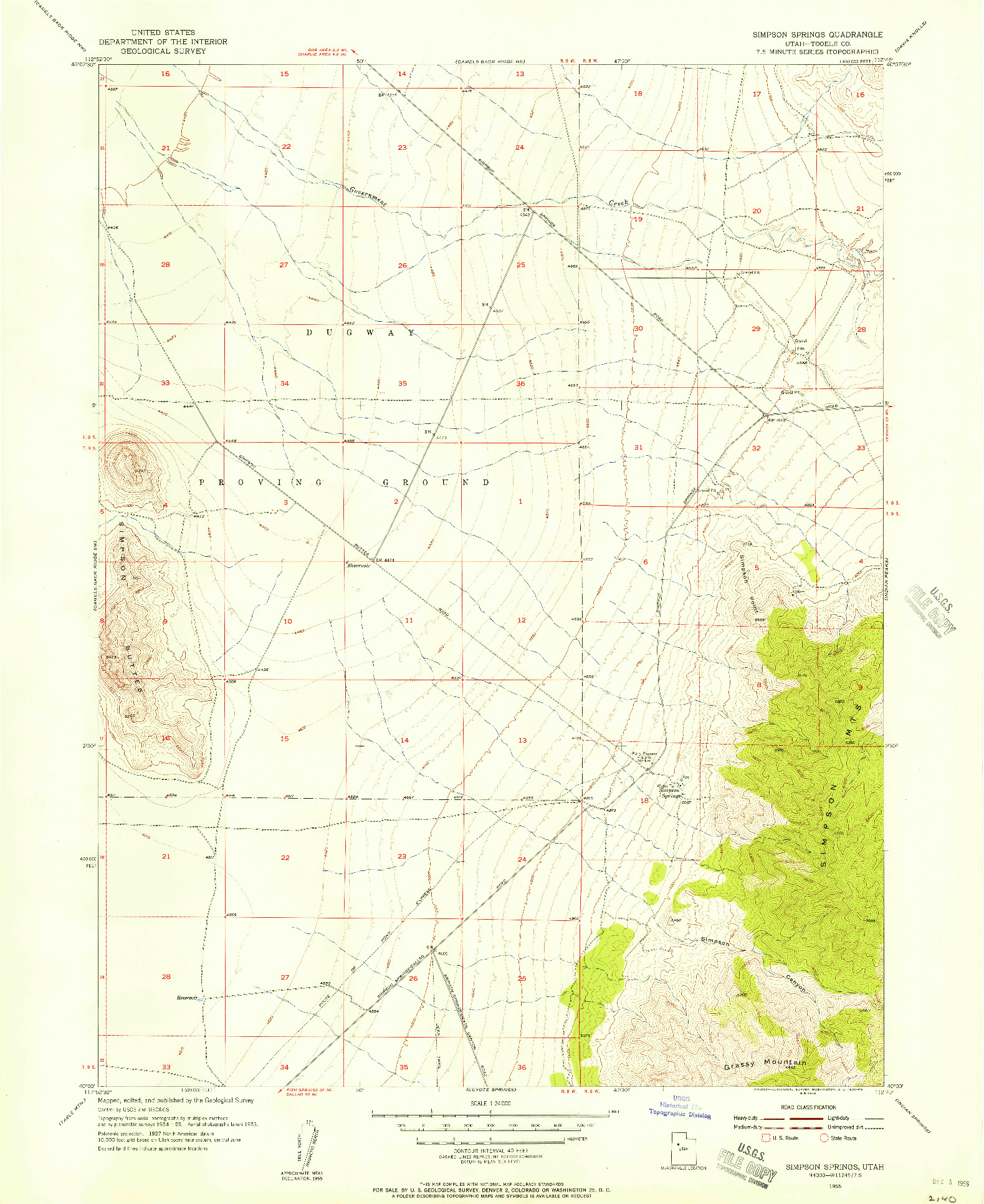 USGS 1:24000-SCALE QUADRANGLE FOR SIMPSON SPRINGS, UT 1955