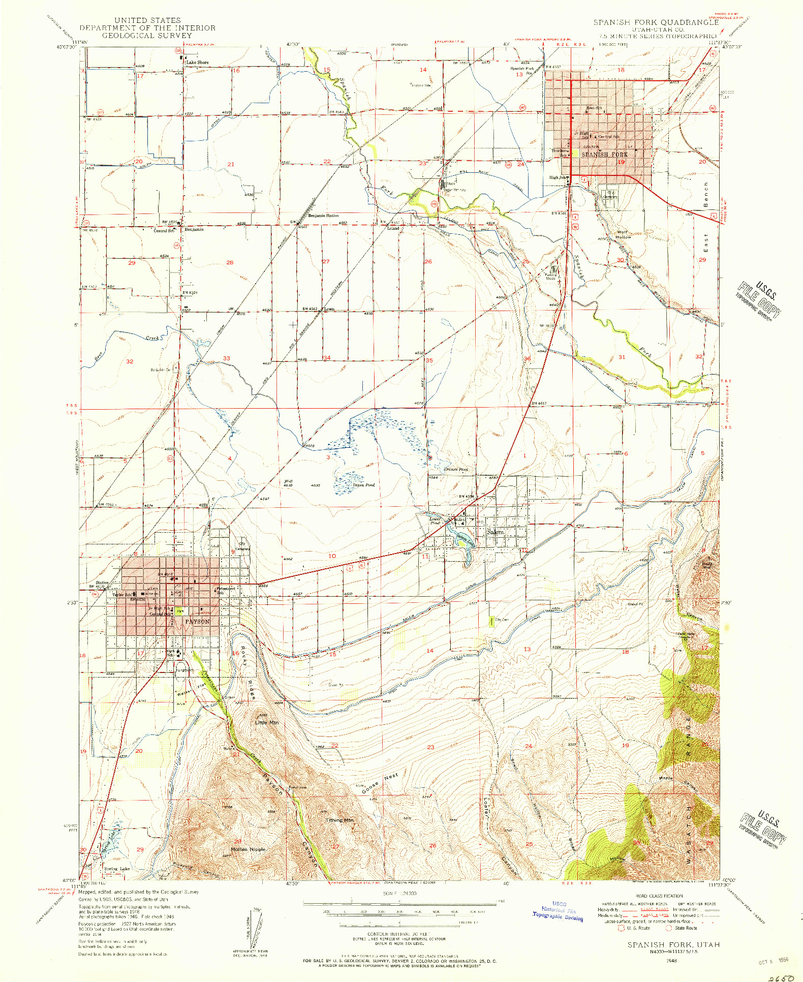 USGS 1:24000-SCALE QUADRANGLE FOR SPANISH FORK, UT 1948