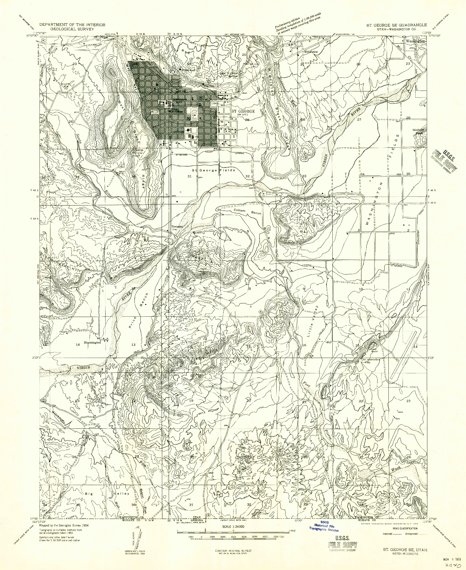 USGS 1:24000-SCALE QUADRANGLE FOR ST. GEORGE SE, UT 1956
