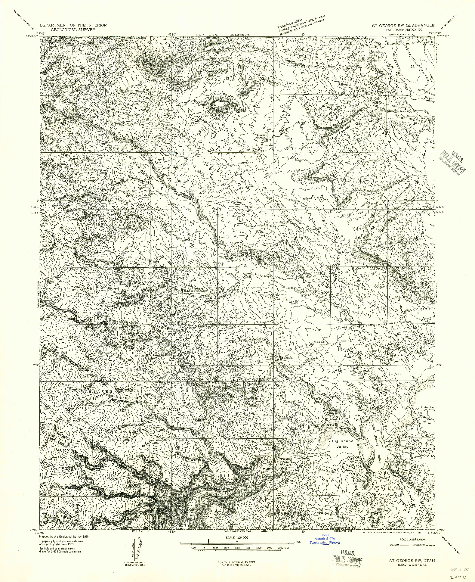 USGS 1:24000-SCALE QUADRANGLE FOR ST. GEORGE SW, UT 1956