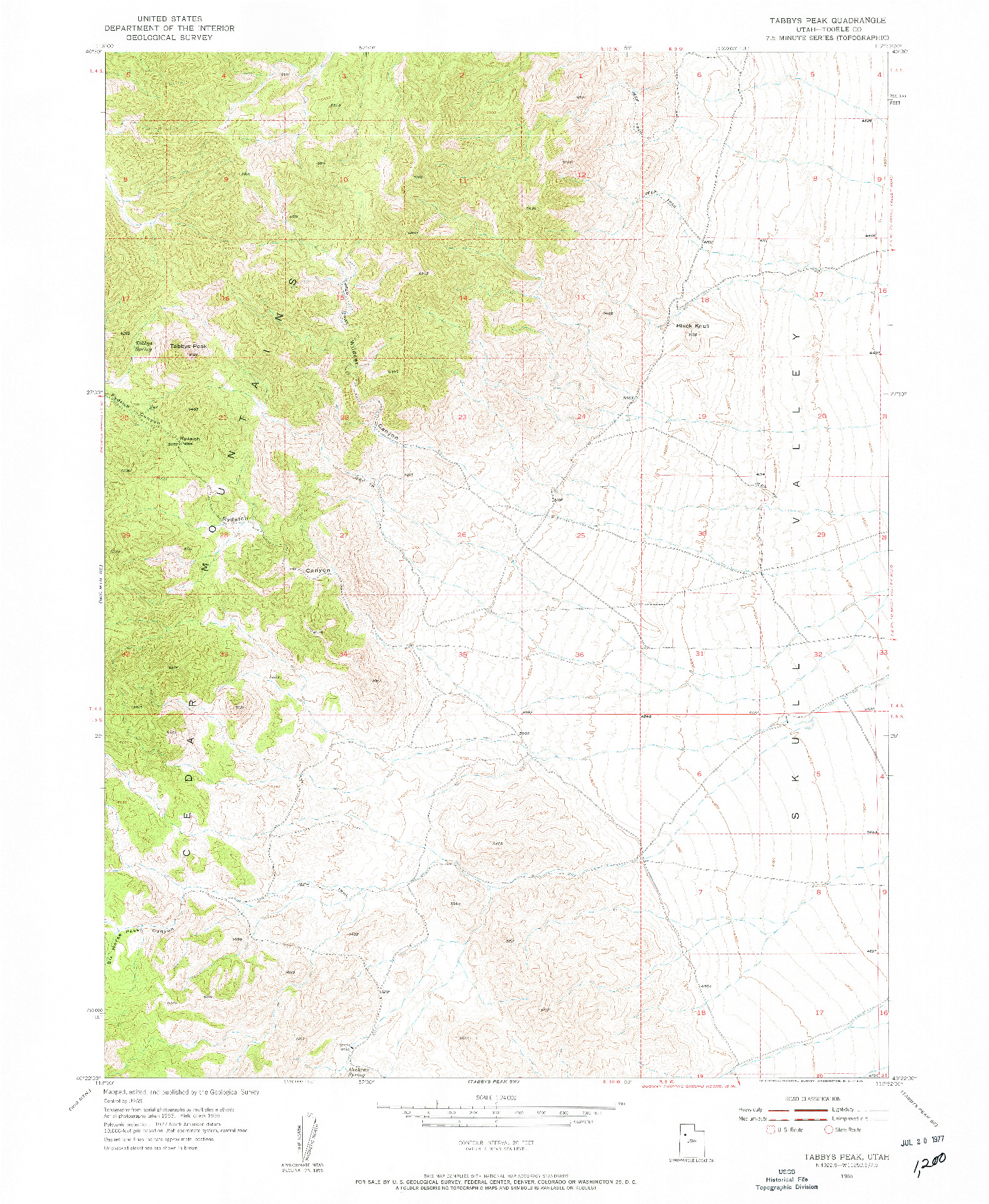 USGS 1:24000-SCALE QUADRANGLE FOR TABBYS PEAK, UT 1955