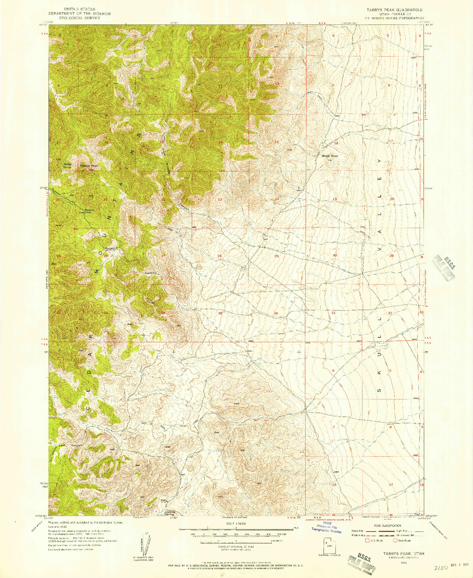 USGS 1:24000-SCALE QUADRANGLE FOR TABBYS PEAK, UT 1955