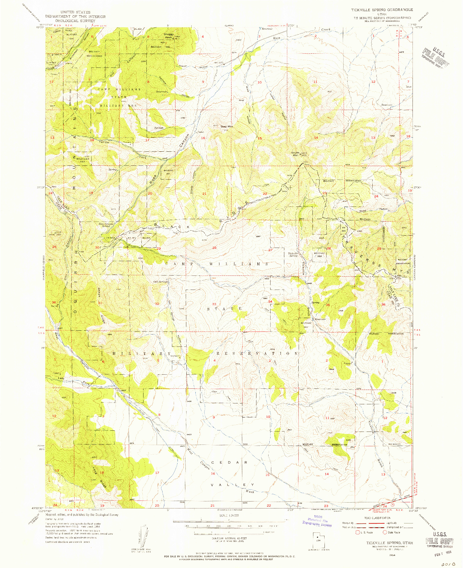 USGS 1:24000-SCALE QUADRANGLE FOR TICKVILLE SPRING, UT 1954