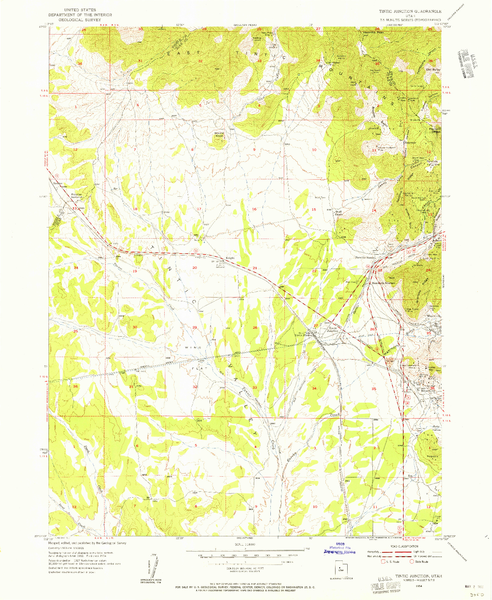 USGS 1:24000-SCALE QUADRANGLE FOR TINTIC JUNCTION, UT 1954