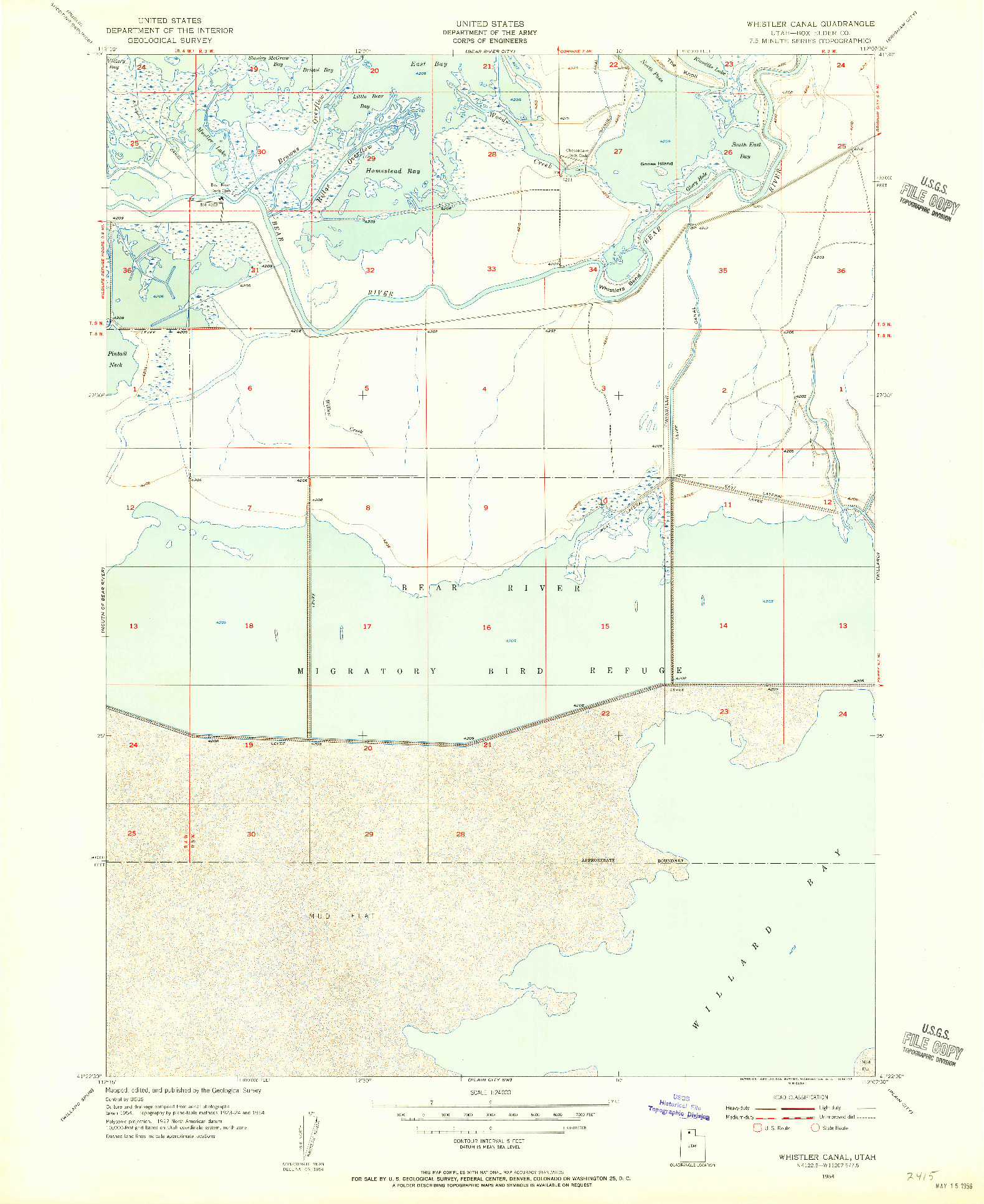 USGS 1:24000-SCALE QUADRANGLE FOR WHISTLER CANAL, UT 1954