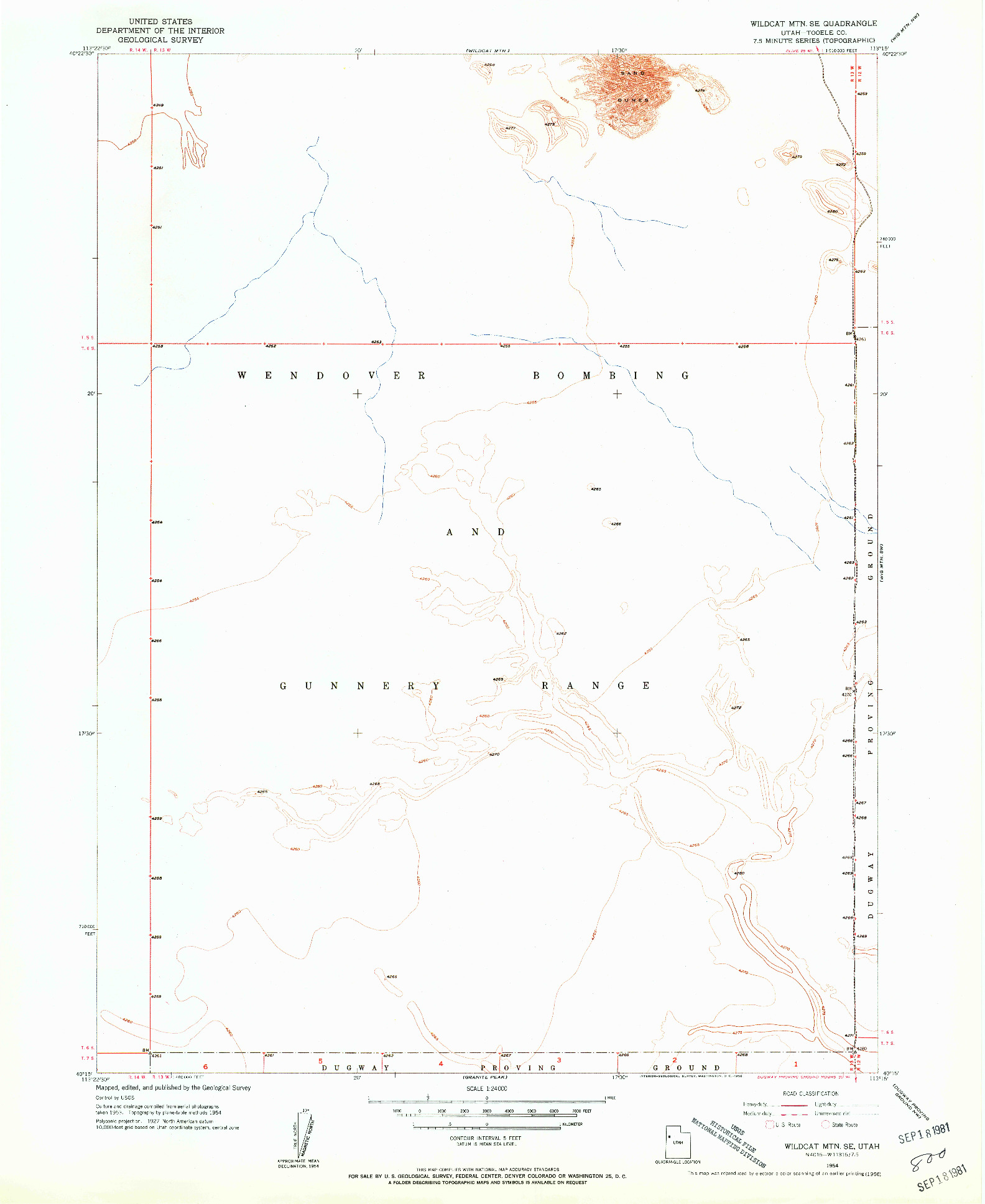 USGS 1:24000-SCALE QUADRANGLE FOR WILDCAT MTN SE, UT 1954