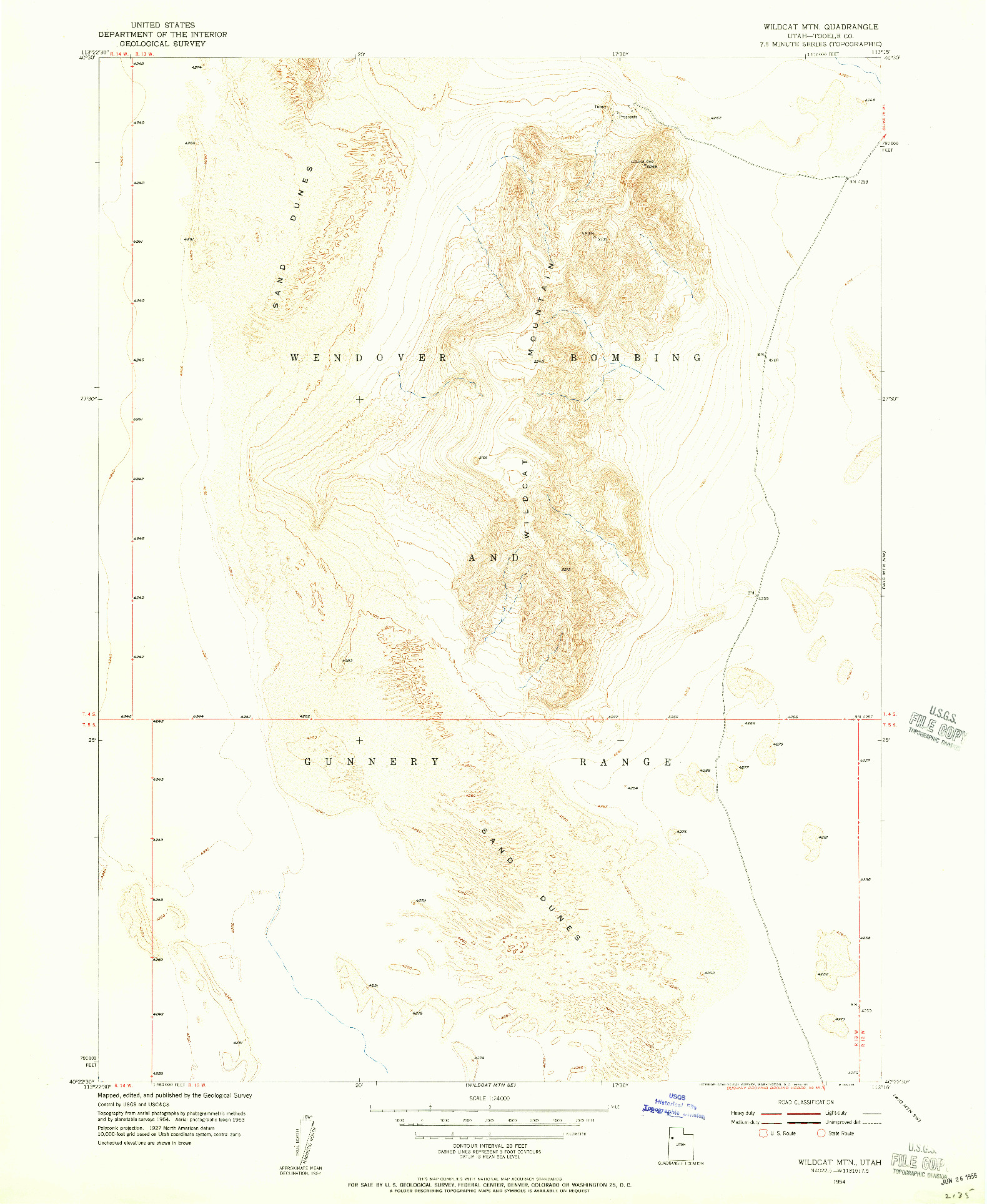 USGS 1:24000-SCALE QUADRANGLE FOR WILDCAT MTN, UT 1954