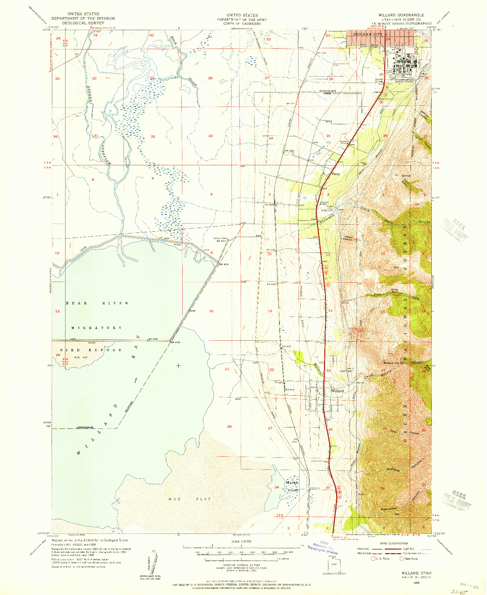USGS 1:24000-SCALE QUADRANGLE FOR WILLARD, UT 1955