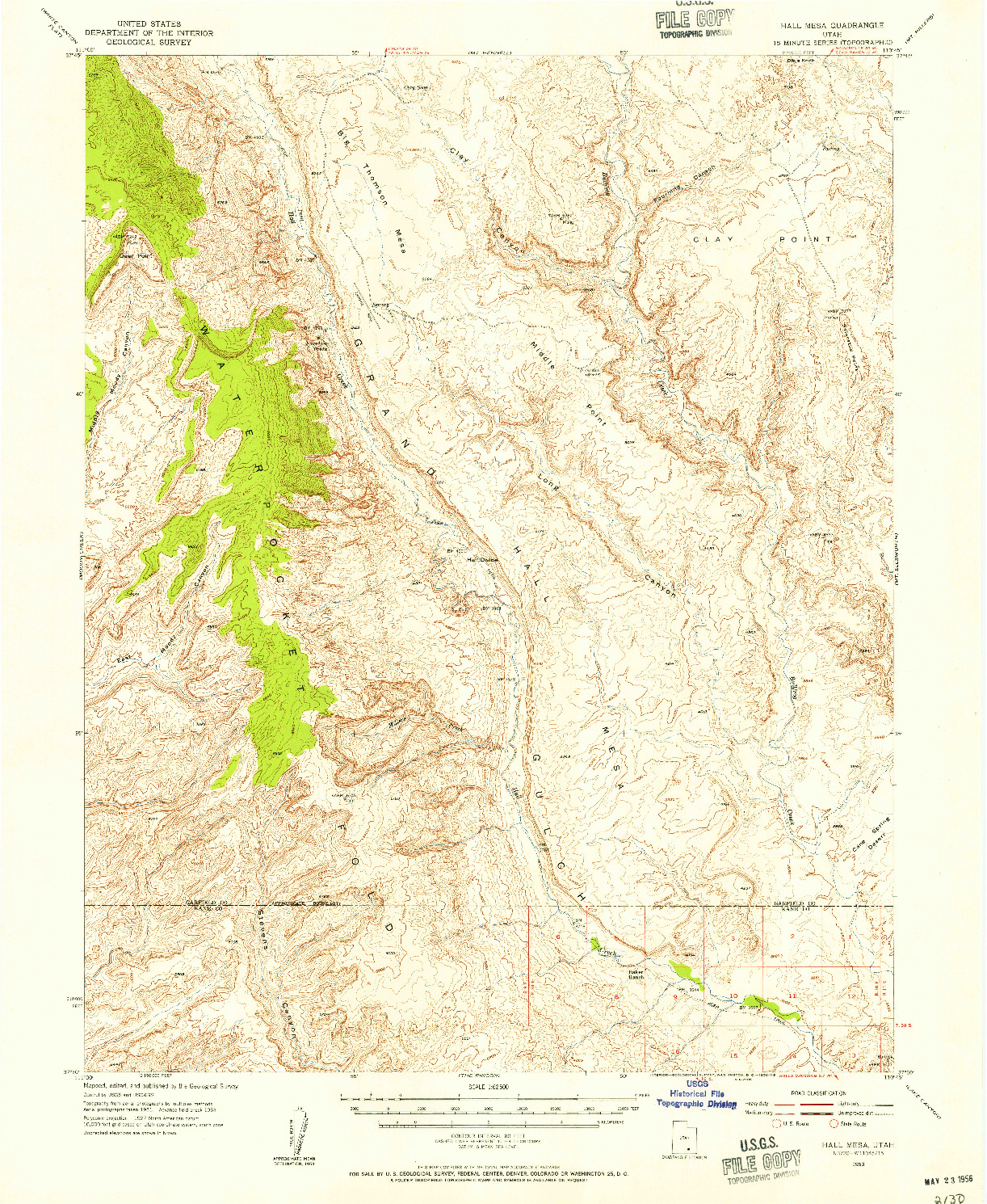 USGS 1:62500-SCALE QUADRANGLE FOR HALL MESA, UT 1953