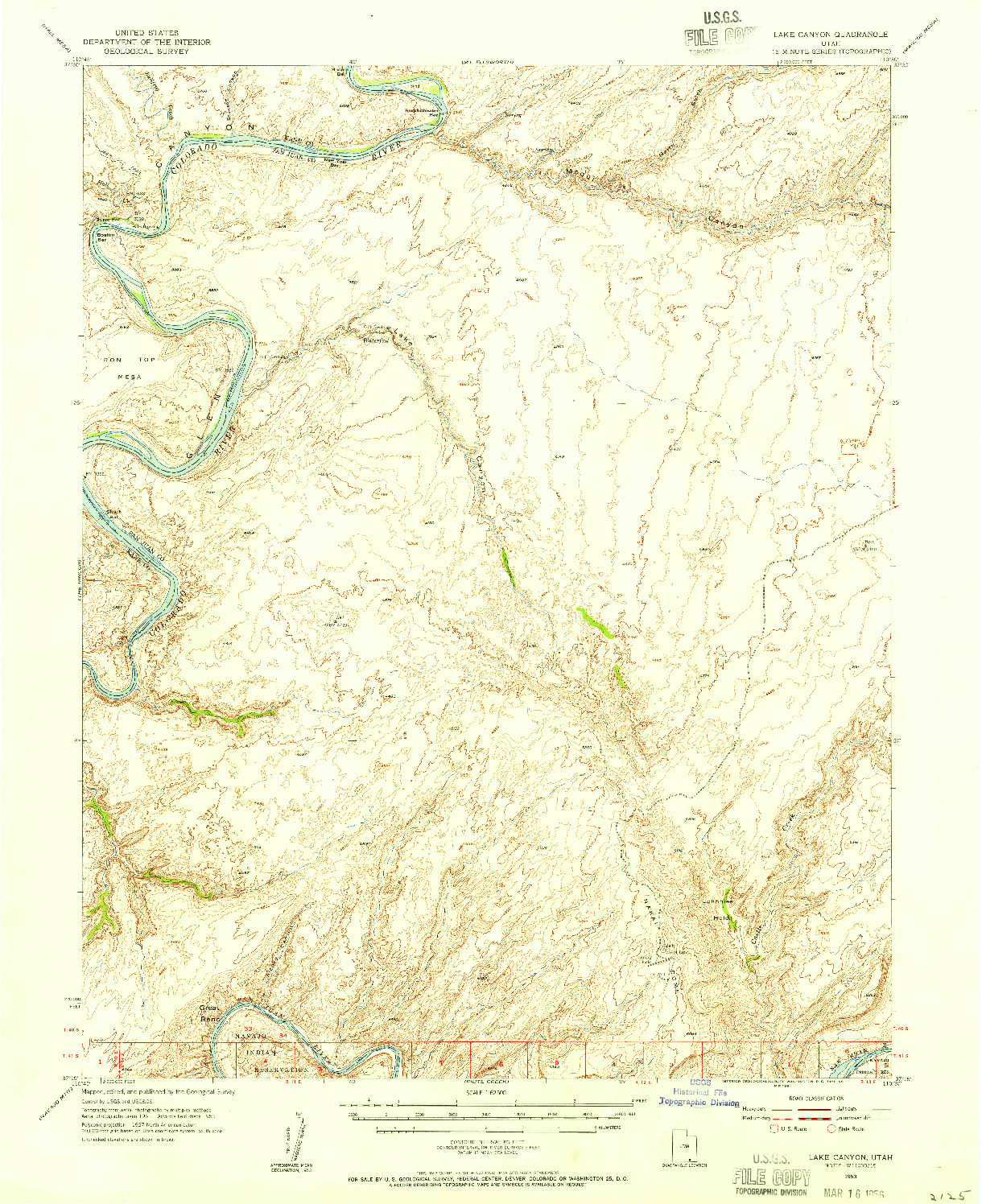 USGS 1:62500-SCALE QUADRANGLE FOR LAKE CANYON, UT 1953