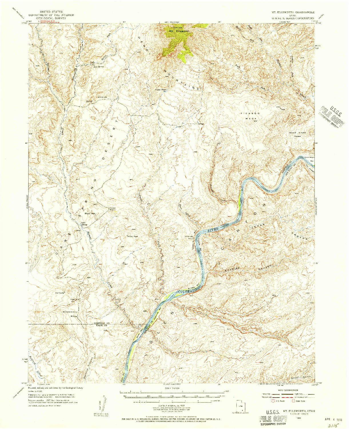 USGS 1:62500-SCALE QUADRANGLE FOR MT. ELLSWORTH, UT 1953