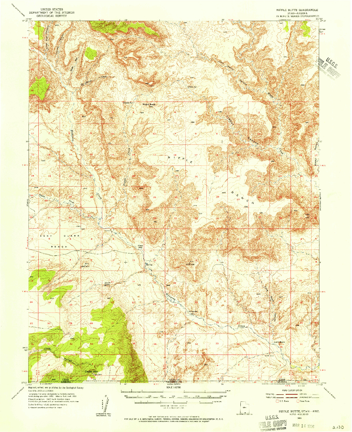 USGS 1:62500-SCALE QUADRANGLE FOR NIPPLE BUTTE, UT 1953