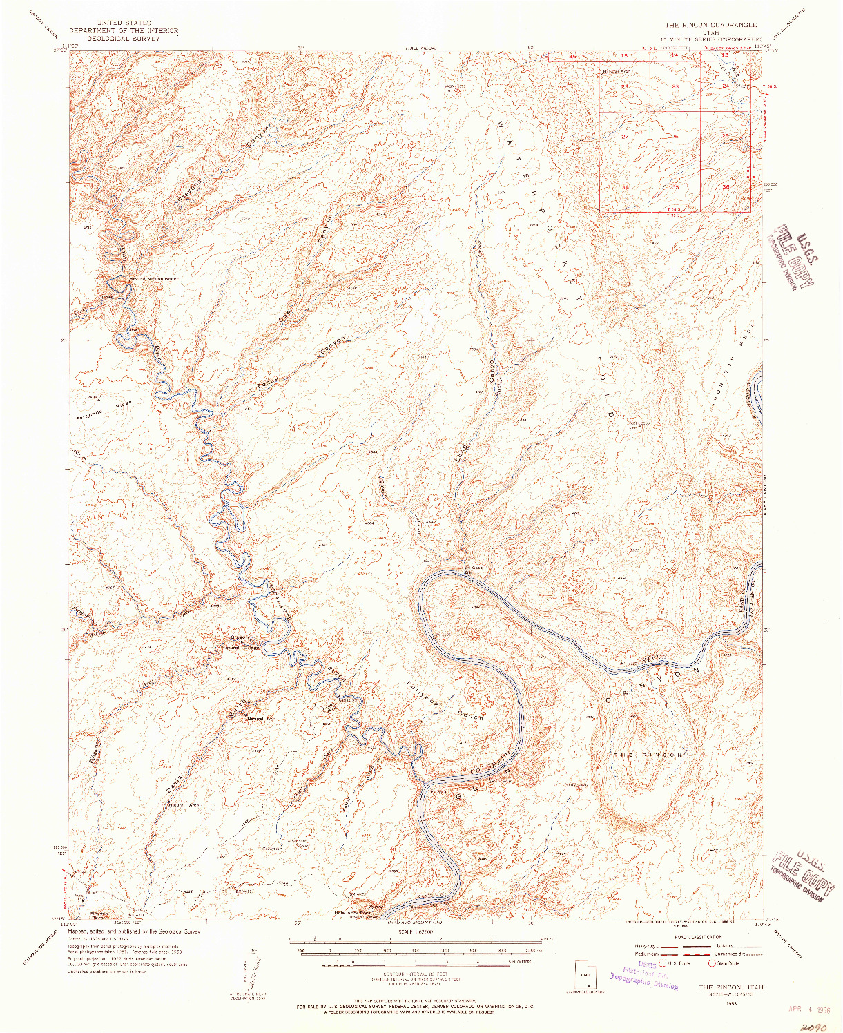 USGS 1:62500-SCALE QUADRANGLE FOR THE RINCON, UT 1953