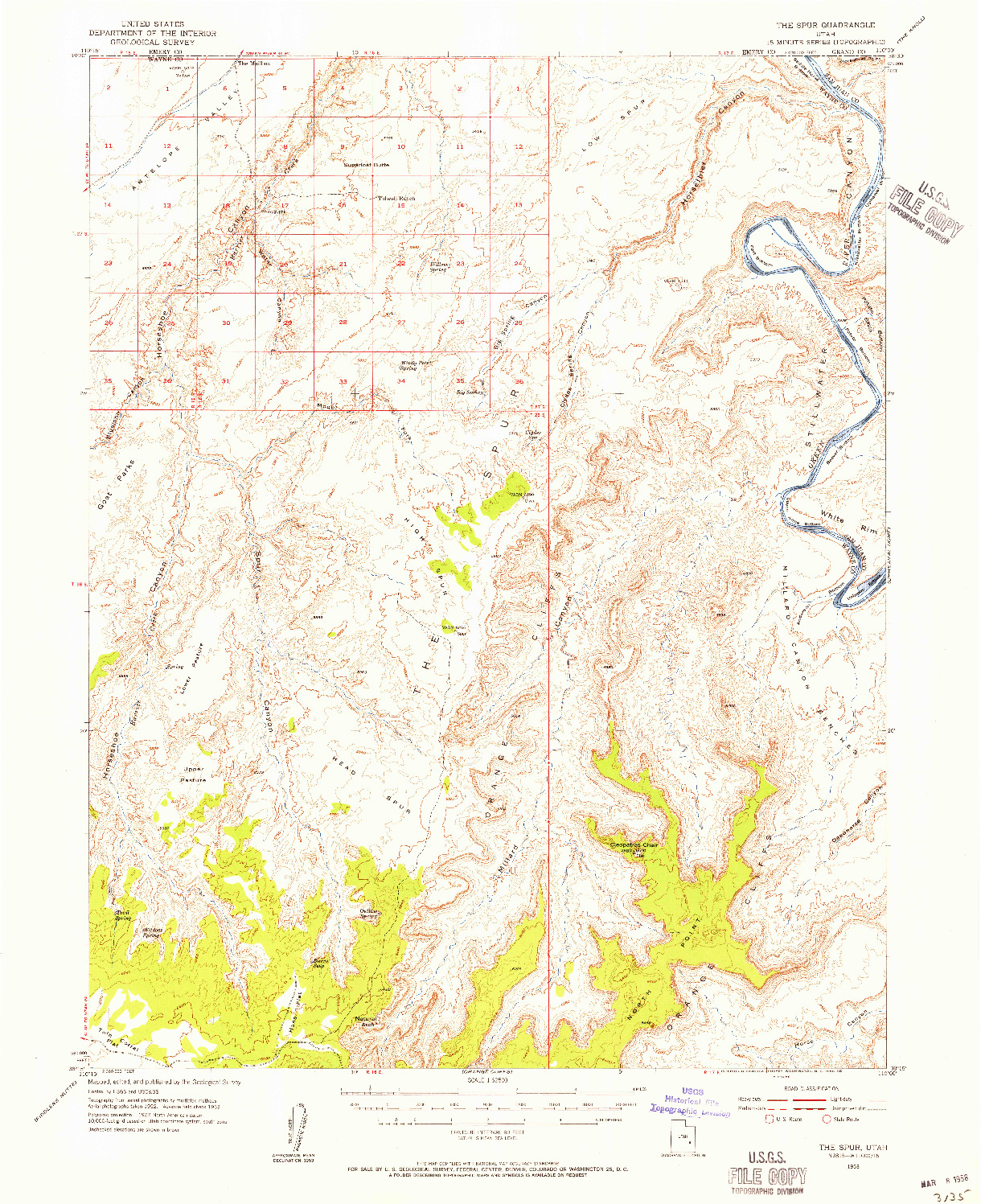 USGS 1:62500-SCALE QUADRANGLE FOR THE SPUR, UT 1953