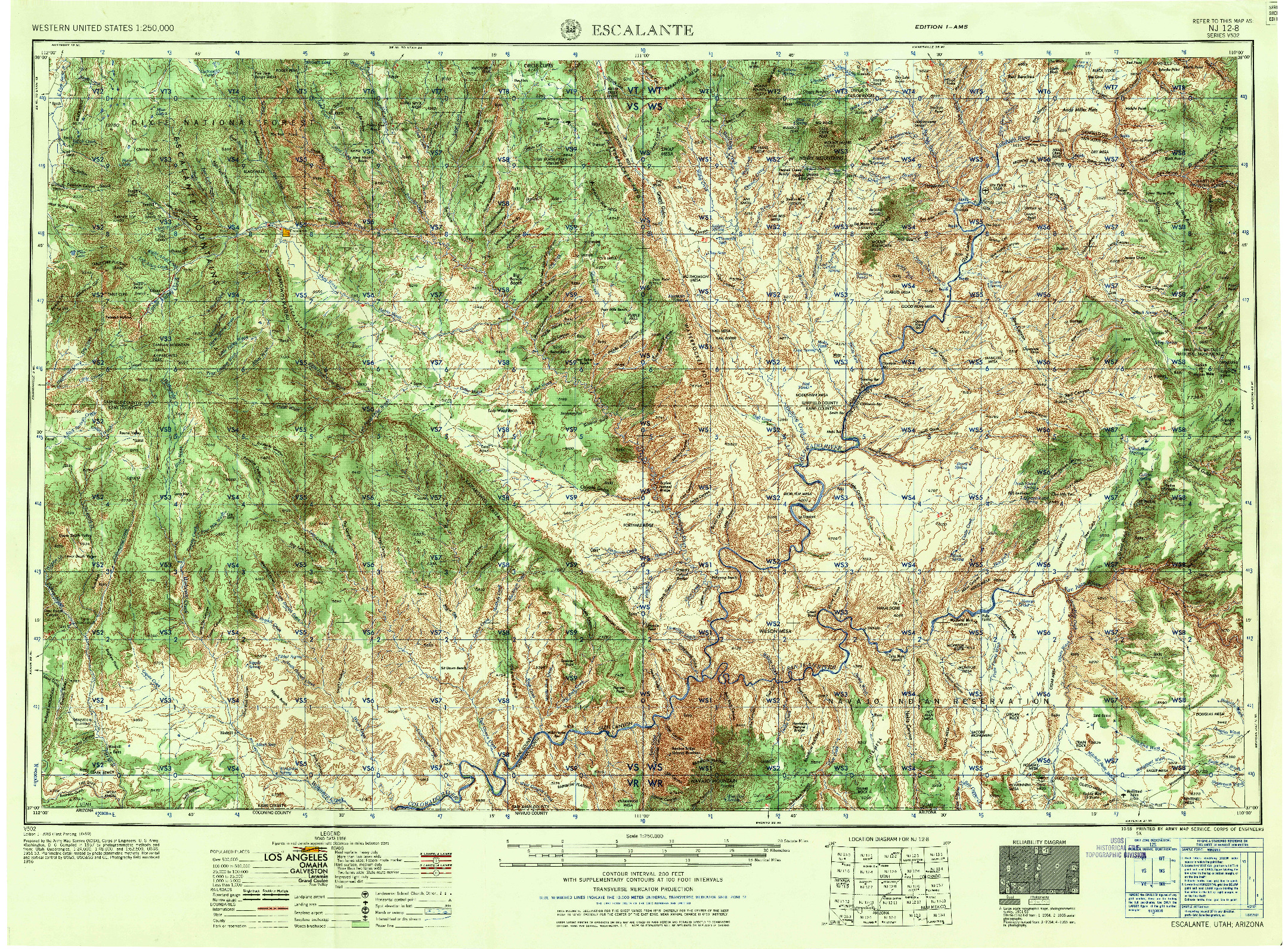 USGS 1:250000-SCALE QUADRANGLE FOR ESCALANTE, UT 1956