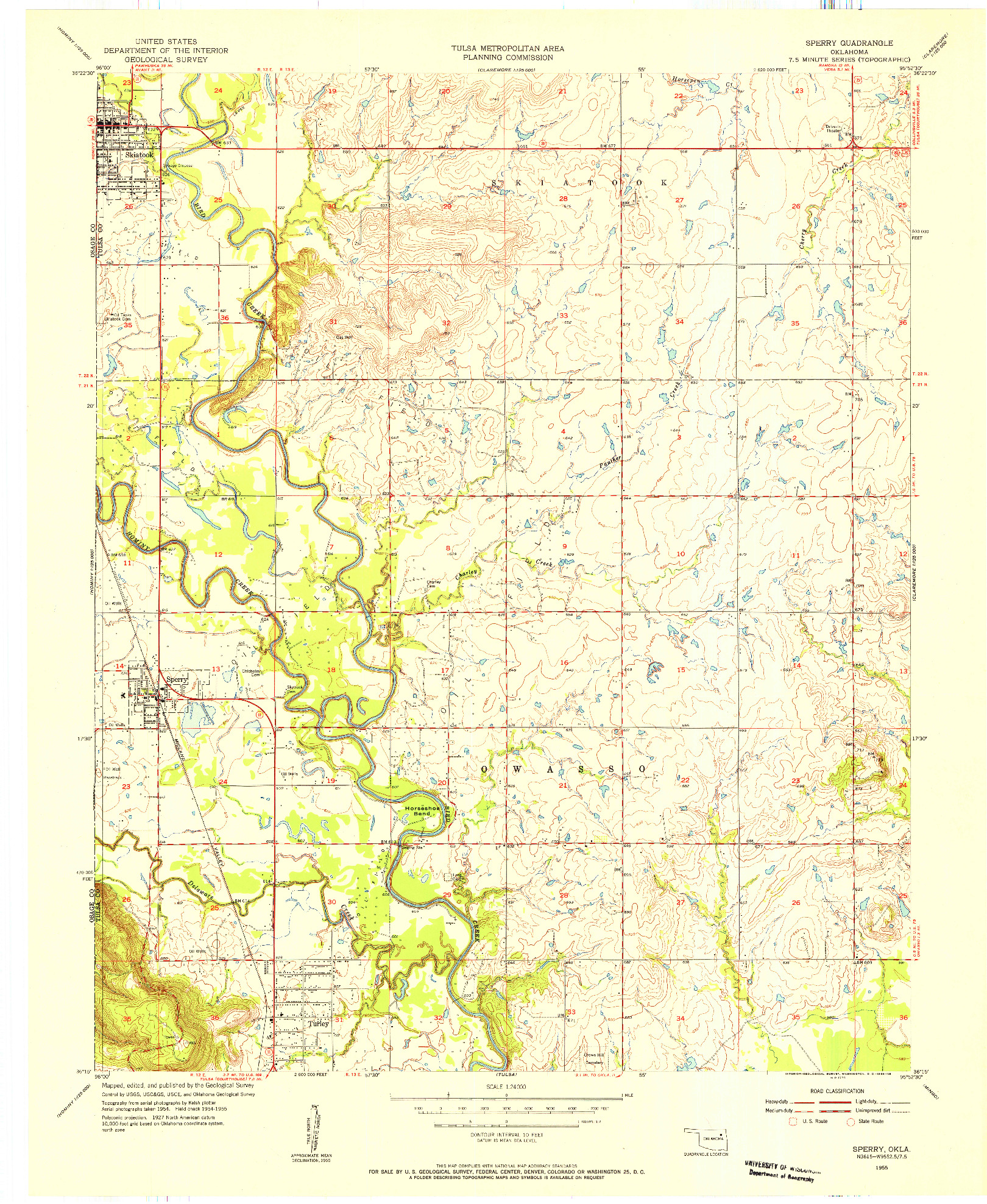 USGS 1:24000-SCALE QUADRANGLE FOR SPERRY, OK 1955