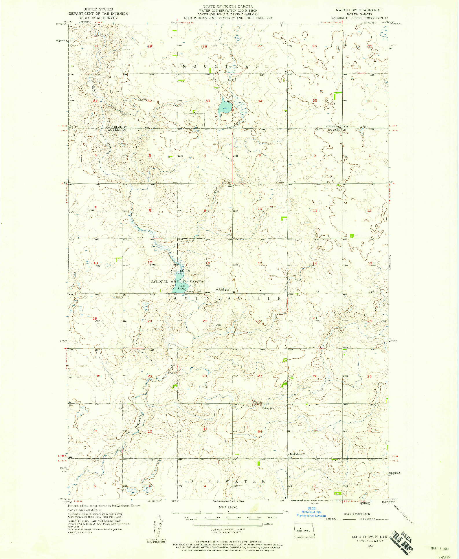 USGS 1:24000-SCALE QUADRANGLE FOR MAKOTI SW, ND 1956