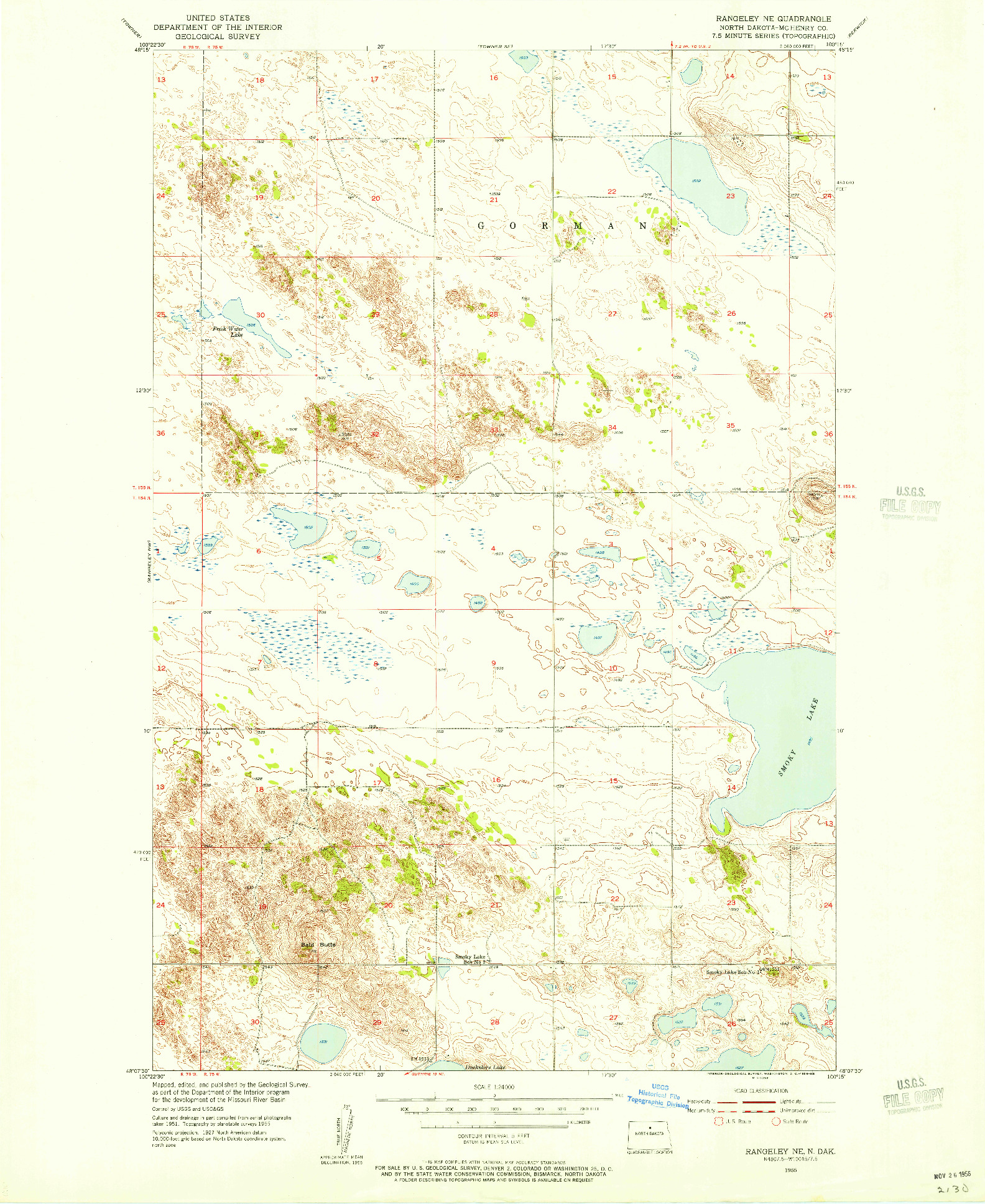 USGS 1:24000-SCALE QUADRANGLE FOR RANGELEY NE, ND 1955