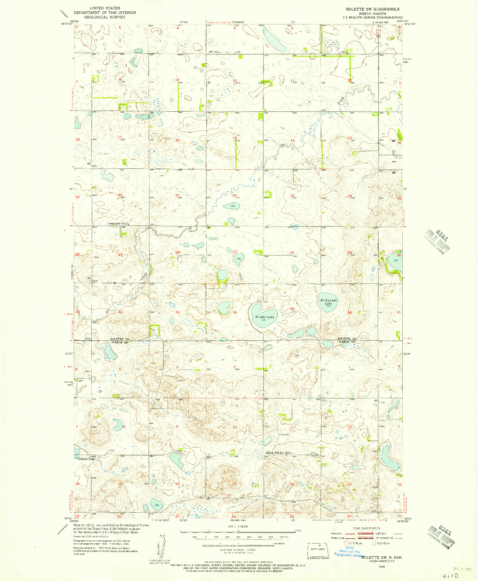 USGS 1:24000-SCALE QUADRANGLE FOR ROLETTE SW, ND 1955