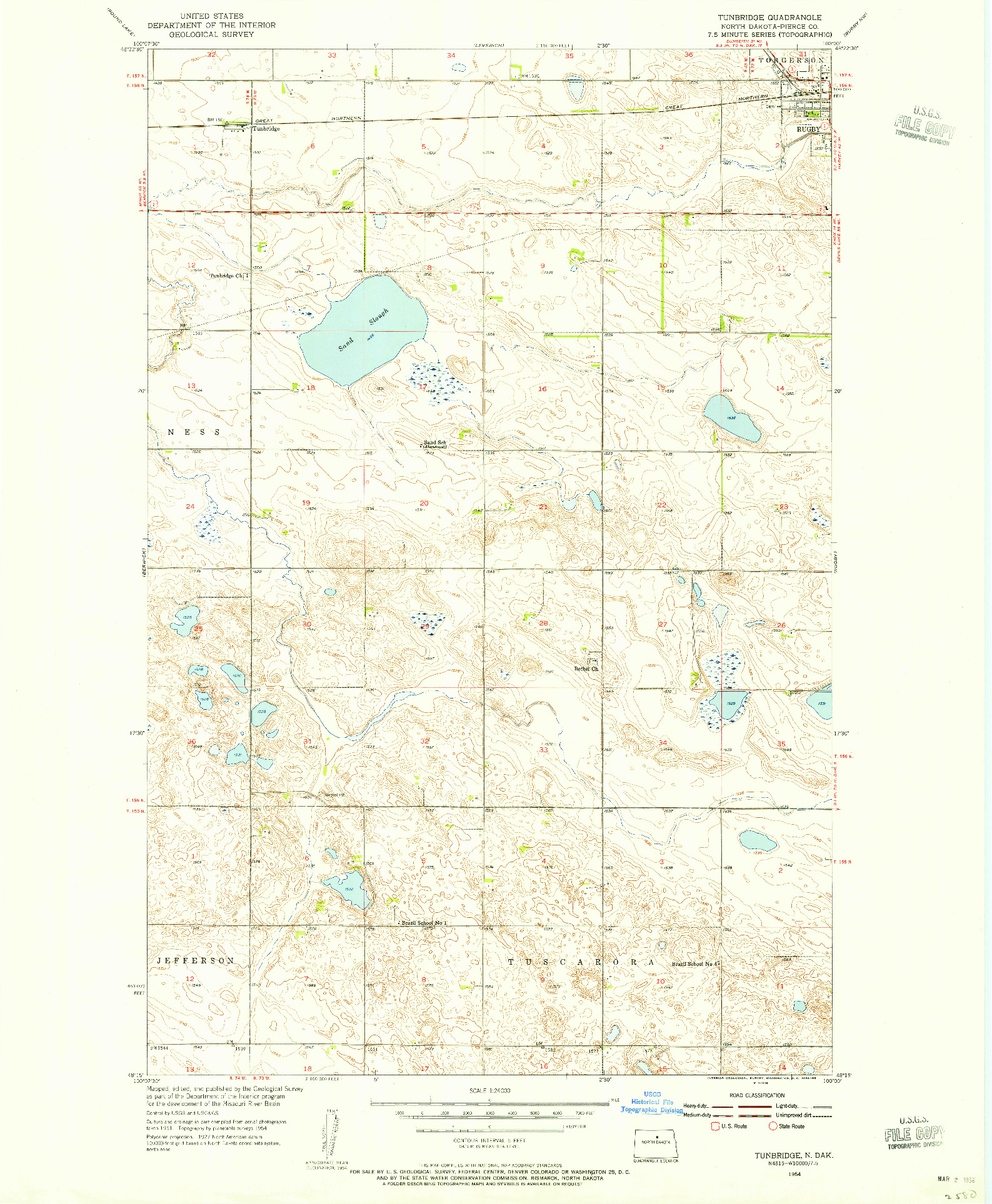 USGS 1:24000-SCALE QUADRANGLE FOR TUNBRIDGE, ND 1954
