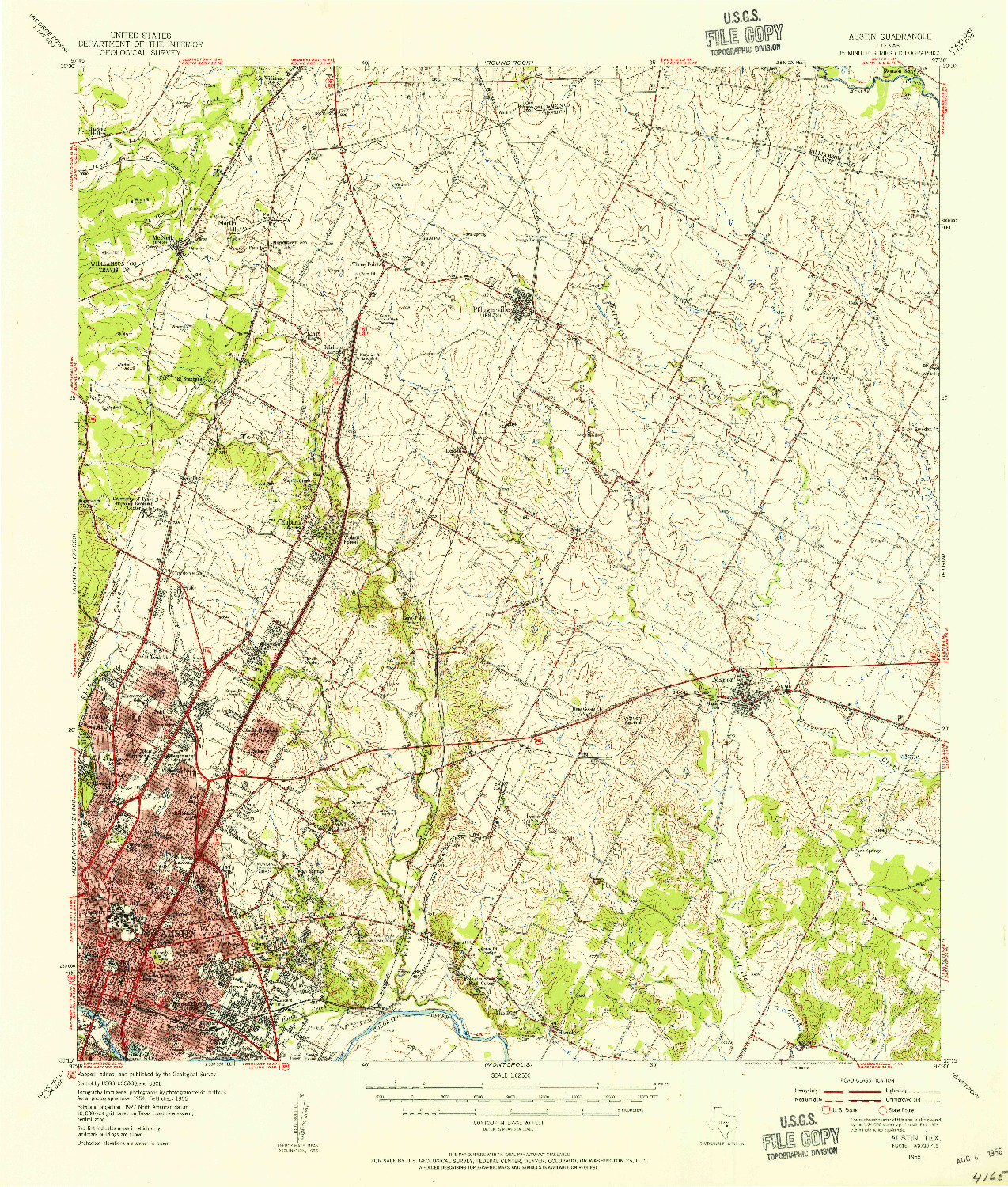 USGS 1:62500-SCALE QUADRANGLE FOR AUSTIN, TX 1955