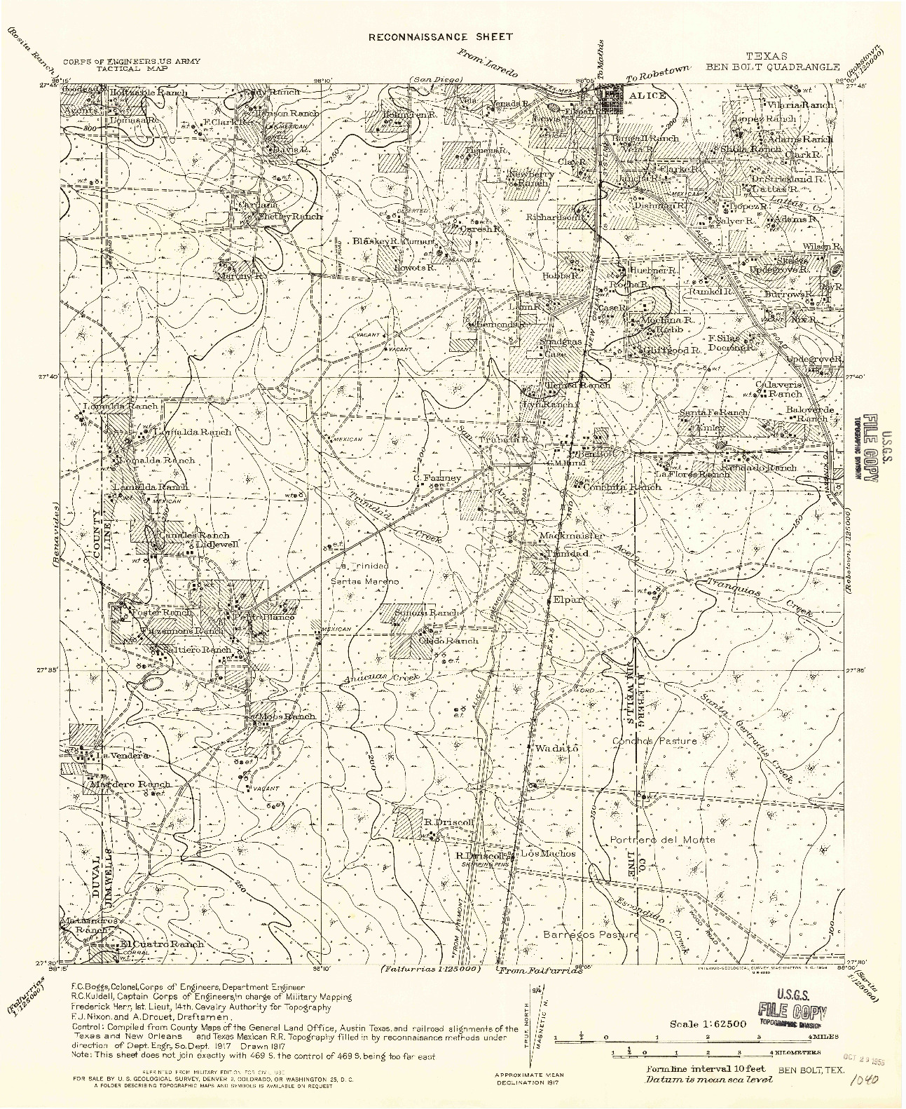 USGS 1:62500-SCALE QUADRANGLE FOR BEN BOLT, TX 1917