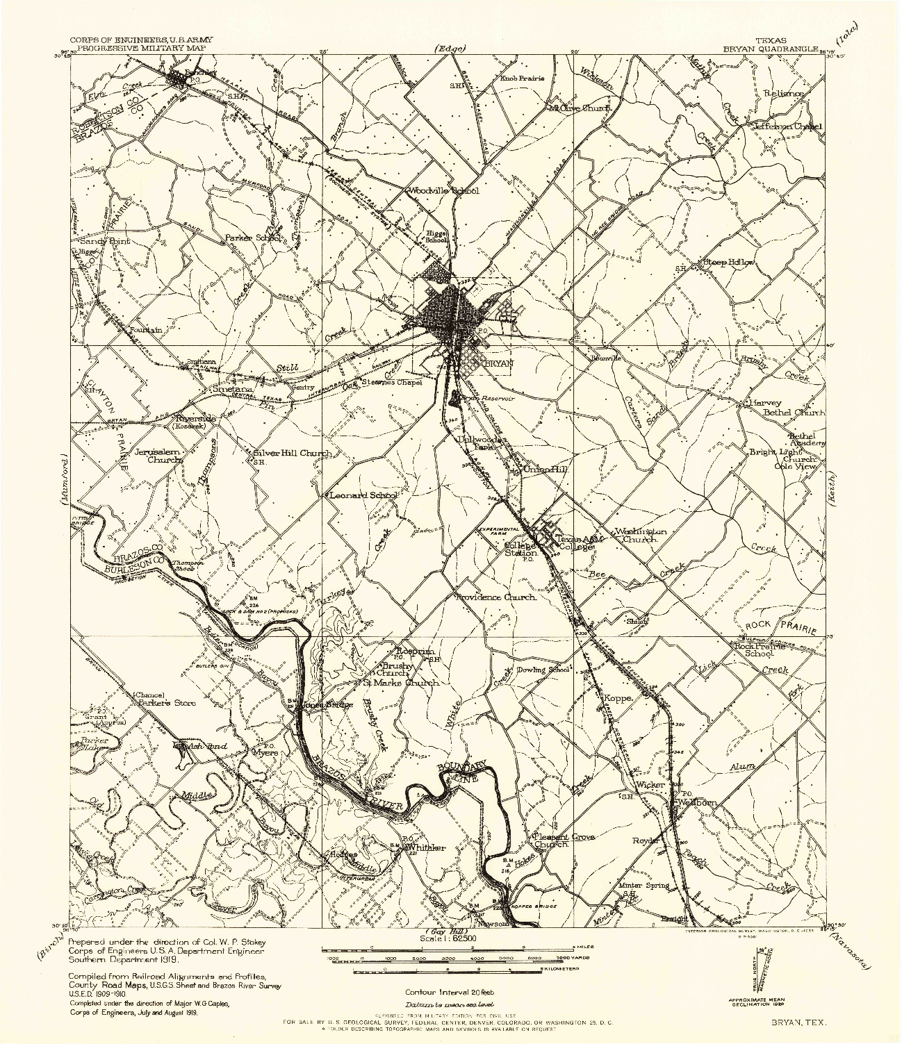 USGS 1:62500-SCALE QUADRANGLE FOR BRYAN, TX 1956
