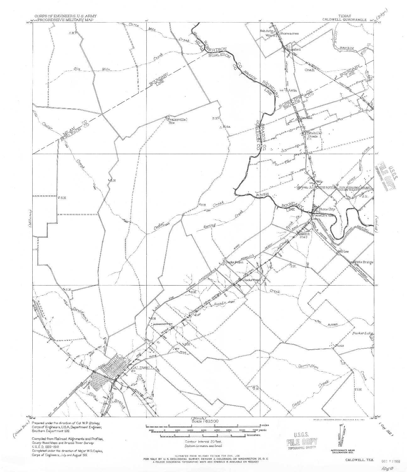 USGS 1:62500-SCALE QUADRANGLE FOR CALDWELL, TX 1956