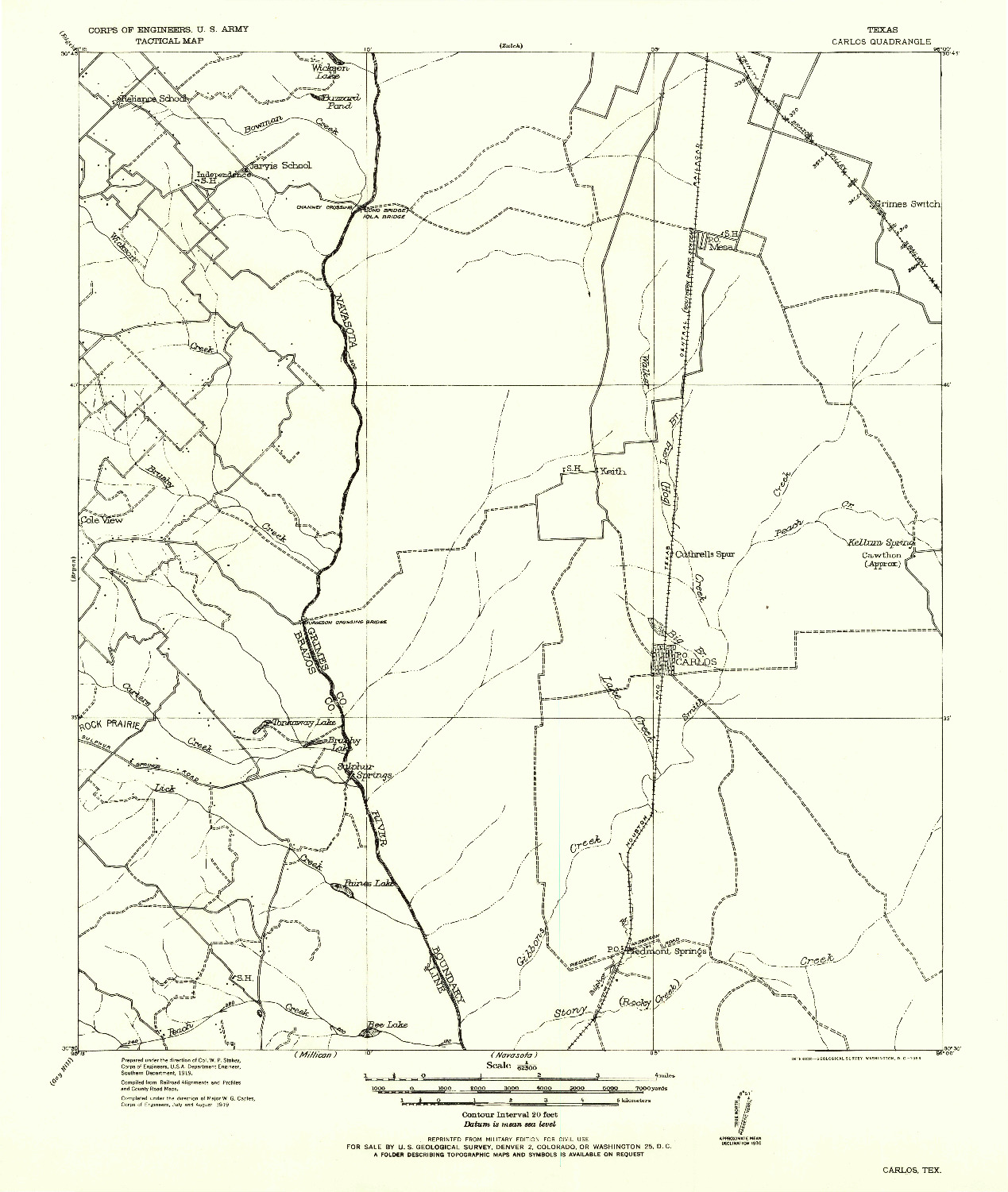 USGS 1:62500-SCALE QUADRANGLE FOR CARLOS, TX 1956