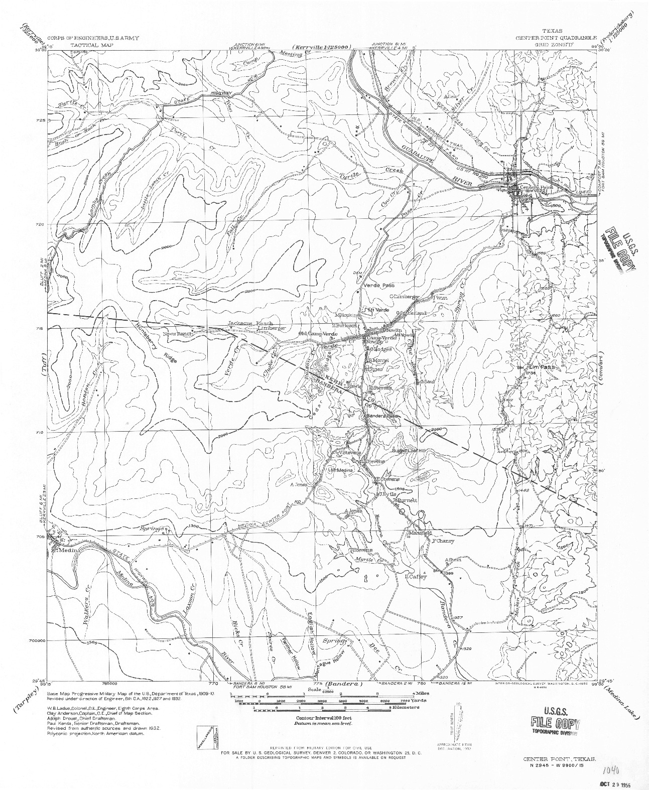 USGS 1:62500-SCALE QUADRANGLE FOR CENTER POINT, TX 1956
