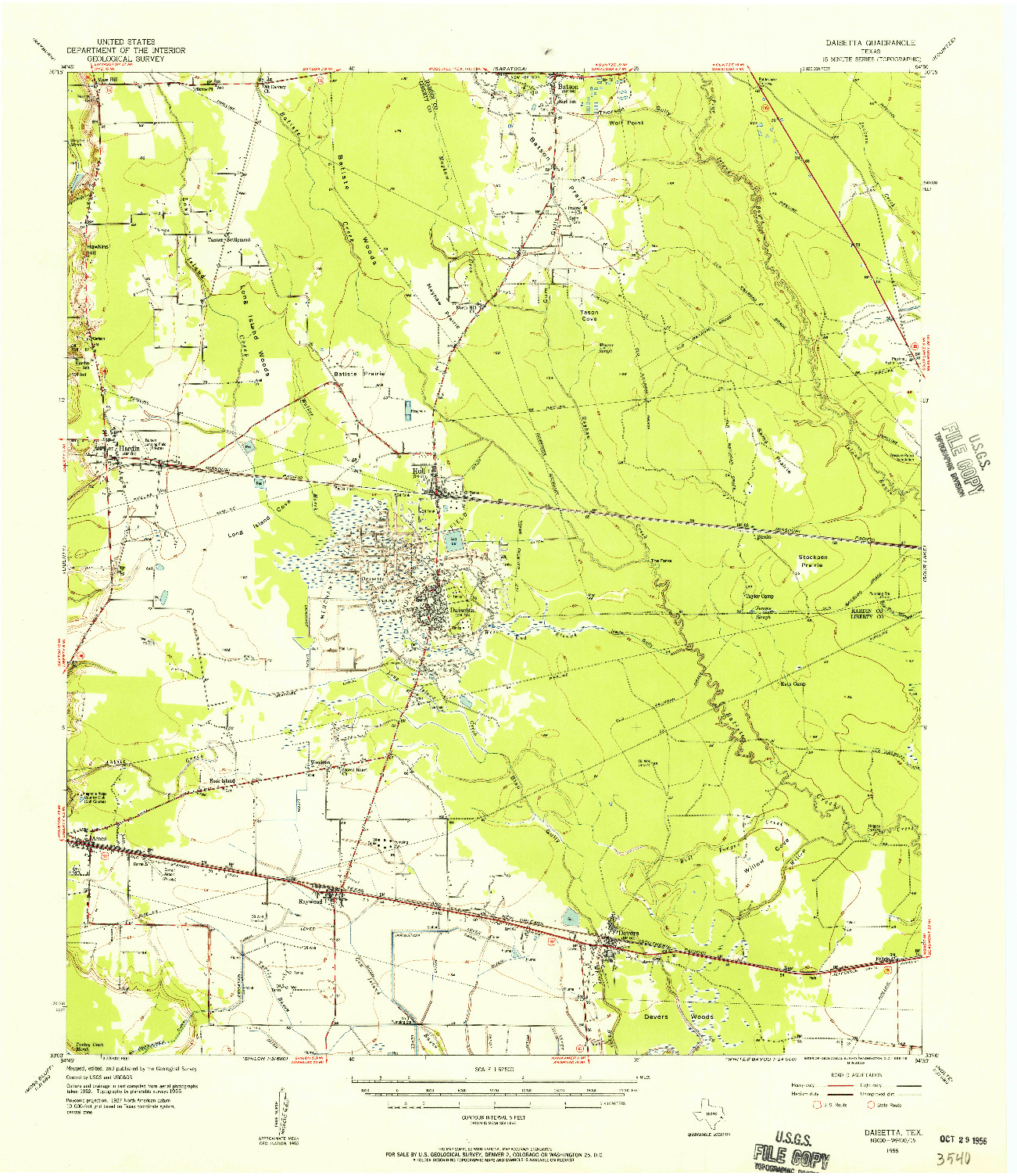 USGS 1:62500-SCALE QUADRANGLE FOR DAISETTA, TX 1955