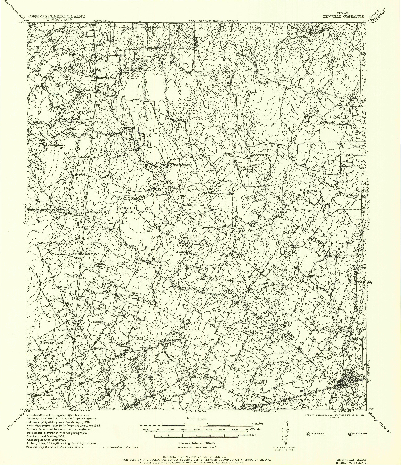 USGS 1:62500-SCALE QUADRANGLE FOR DEWVILLE, TX 1956