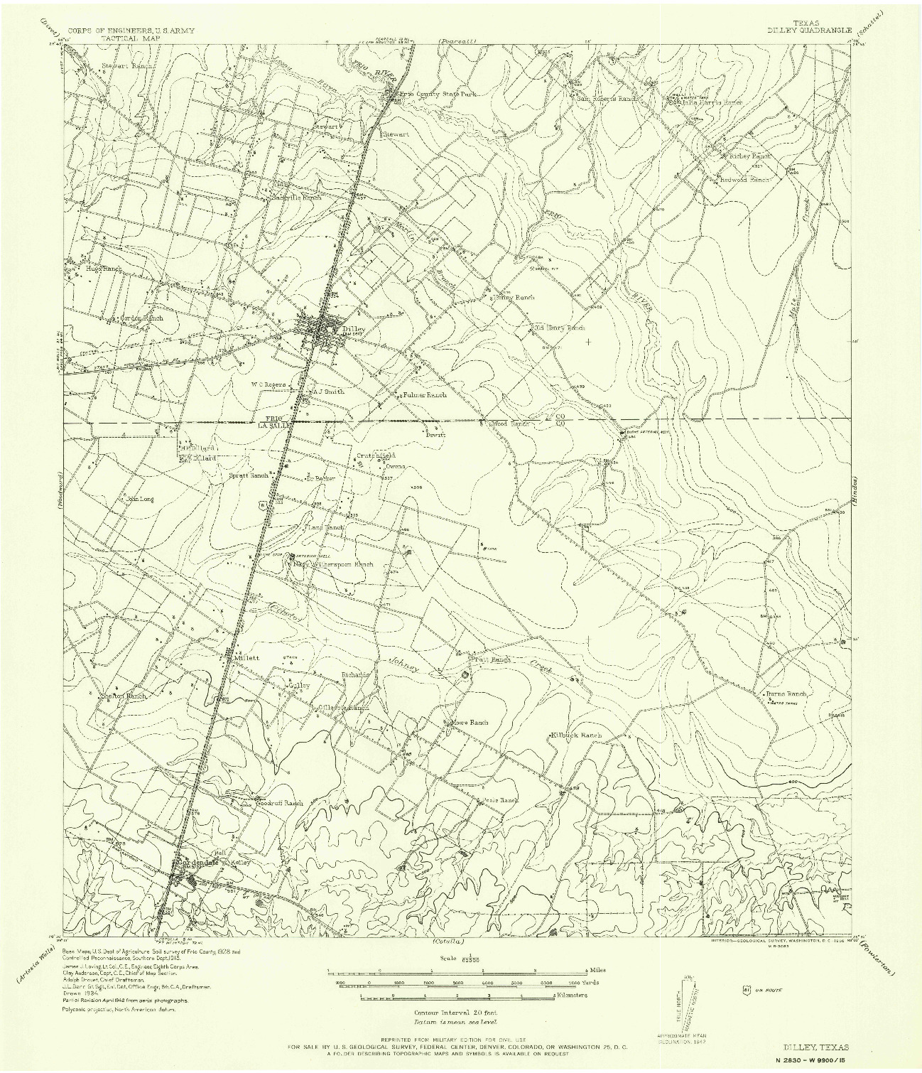 USGS 1:62500-SCALE QUADRANGLE FOR DILLEY, TX 1942