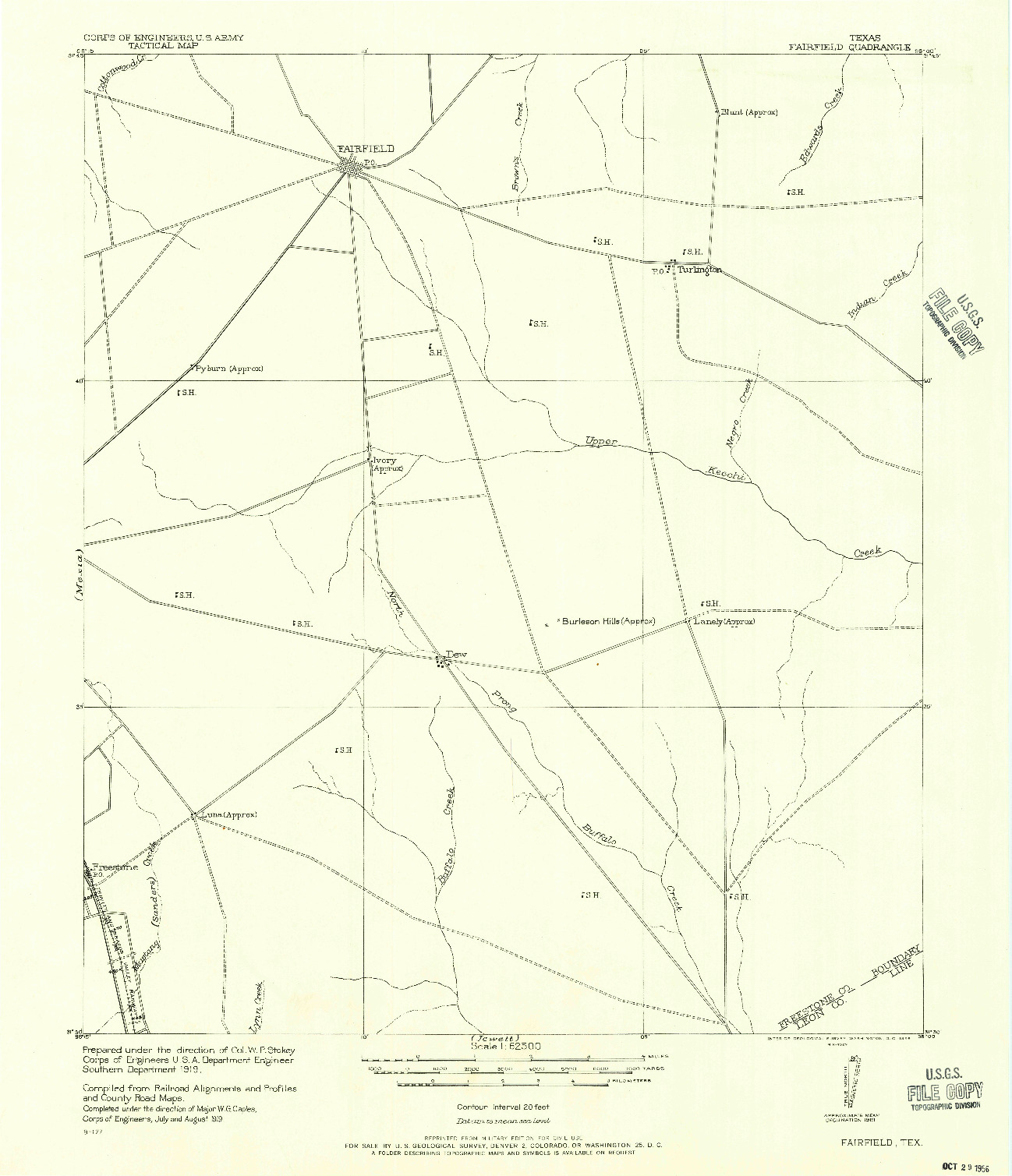 USGS 1:62500-SCALE QUADRANGLE FOR FAIRFIELD, TX 1919