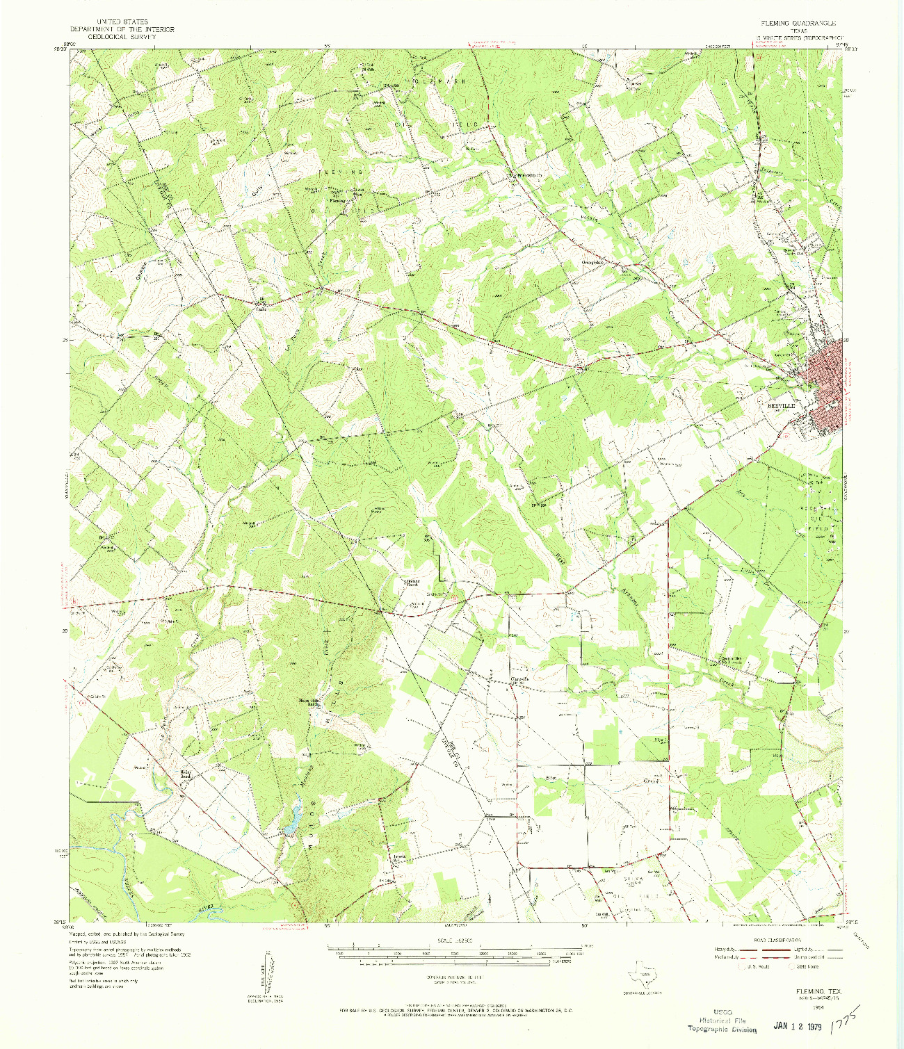 USGS 1:62500-SCALE QUADRANGLE FOR FLEMING, TX 1954