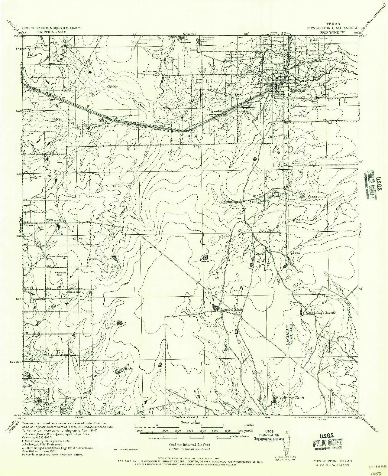 USGS 1:62500-SCALE QUADRANGLE FOR FOWLERTON, TX 1956