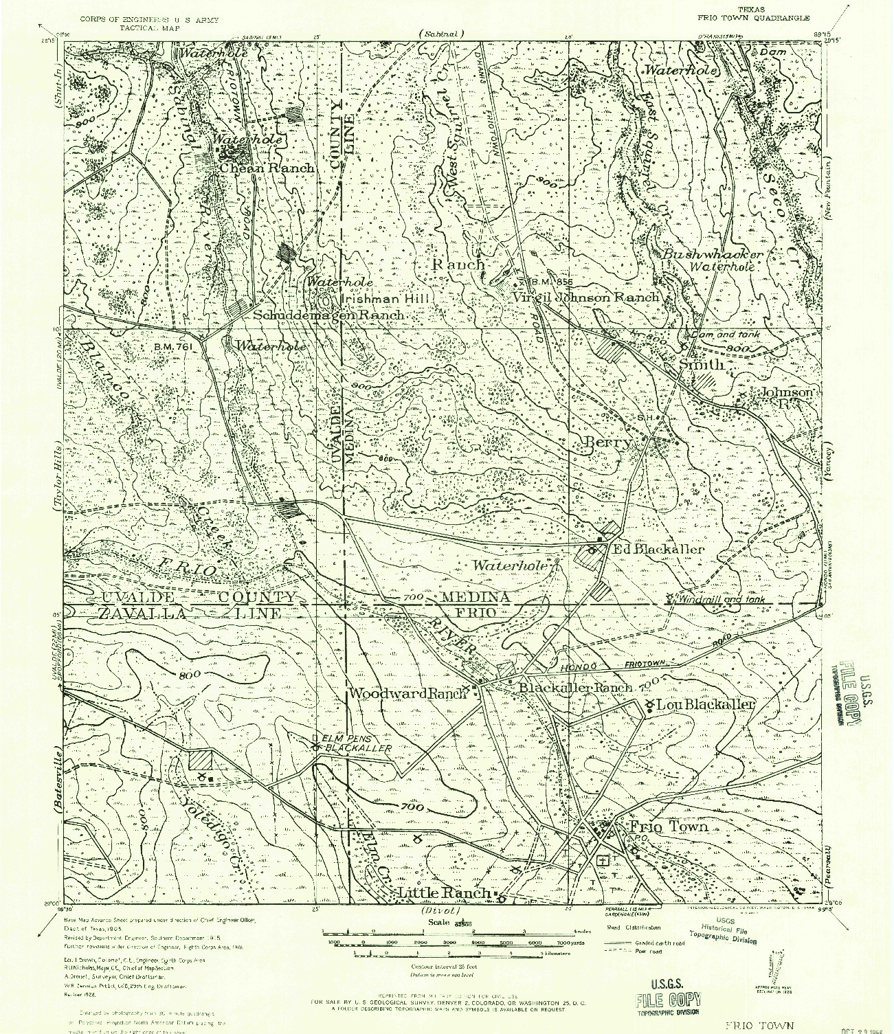 USGS 1:62500-SCALE QUADRANGLE FOR FRIO TOWN, TX 1928