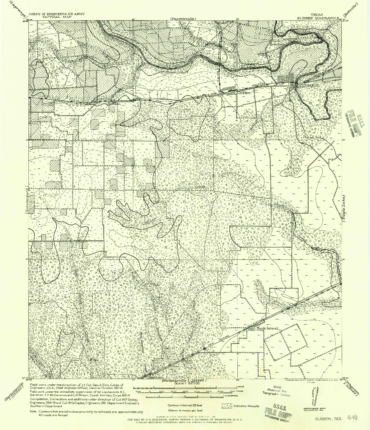 USGS 1:62500-SCALE QUADRANGLE FOR GLIDDEN, TX 1956