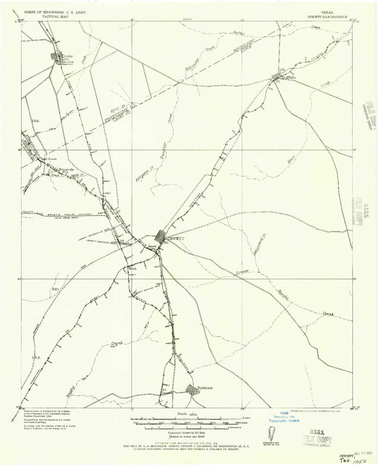 USGS 1:62500-SCALE QUADRANGLE FOR JEWETT, TX 1956
