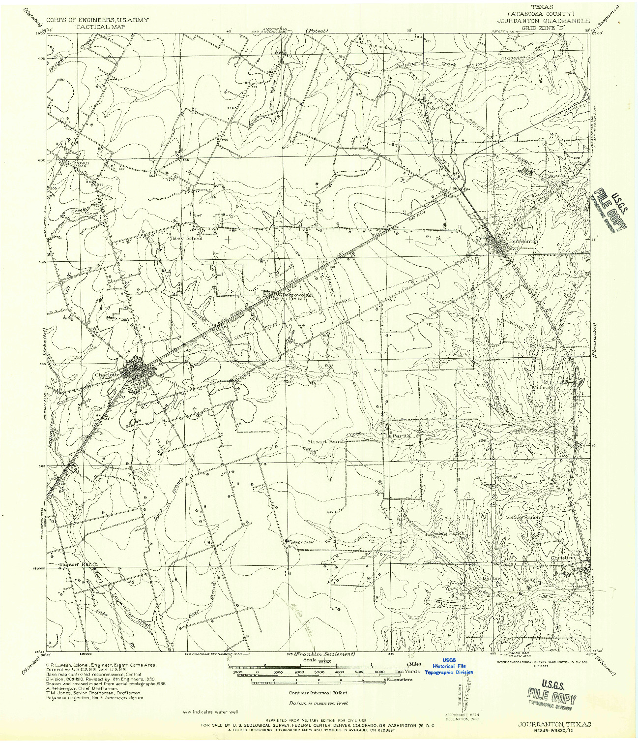 USGS 1:62500-SCALE QUADRANGLE FOR JOURDANTON, TX 1956