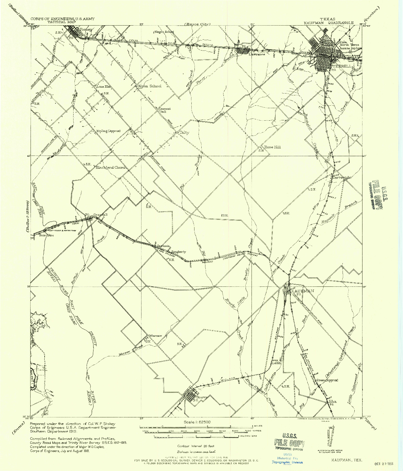 USGS 1:62500-SCALE QUADRANGLE FOR KAUFMAN, TX 1956