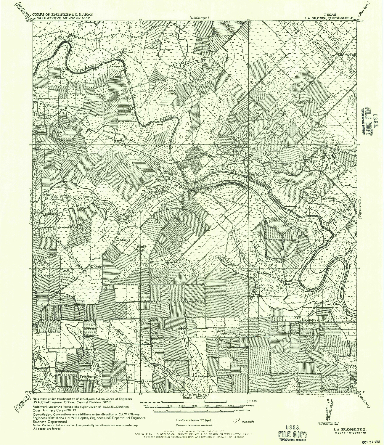 USGS 1:62500-SCALE QUADRANGLE FOR LA GRANGE, TX 1956