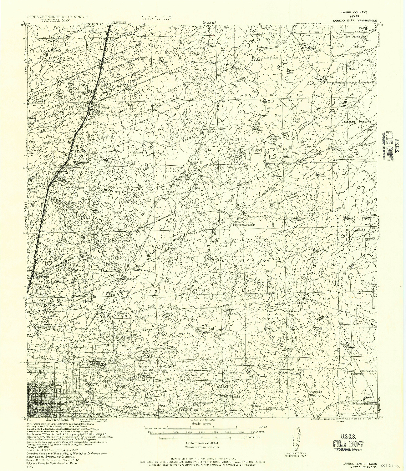USGS 1:62500-SCALE QUADRANGLE FOR LAREDO EAST, TX 1956