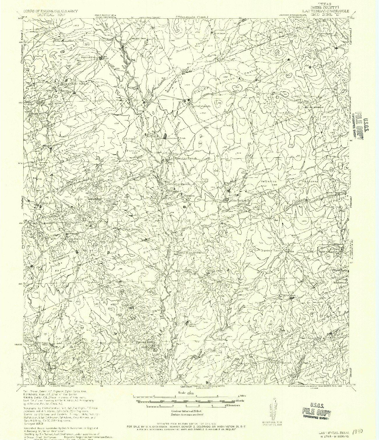 USGS 1:62500-SCALE QUADRANGLE FOR LAS TIENDAS, TX 1956