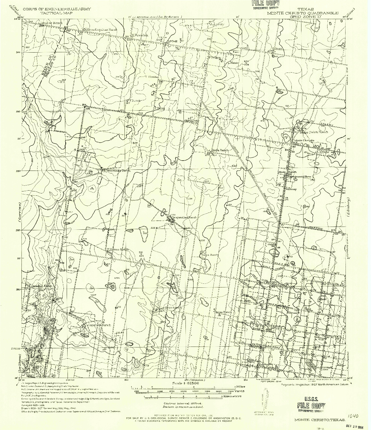 USGS 1:62500-SCALE QUADRANGLE FOR MONTE CHRISTO, TX 1940