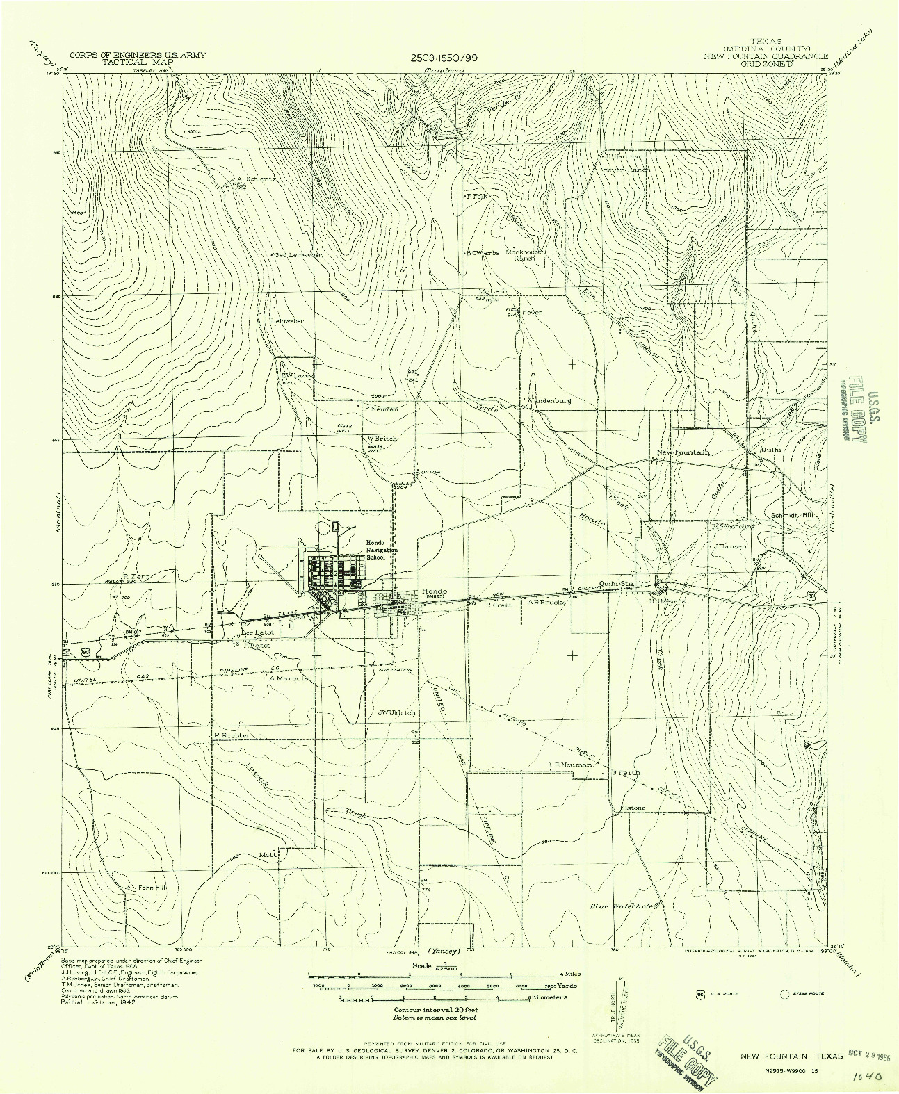 USGS 1:62500-SCALE QUADRANGLE FOR NEW FOUNTAIN, TX 1956