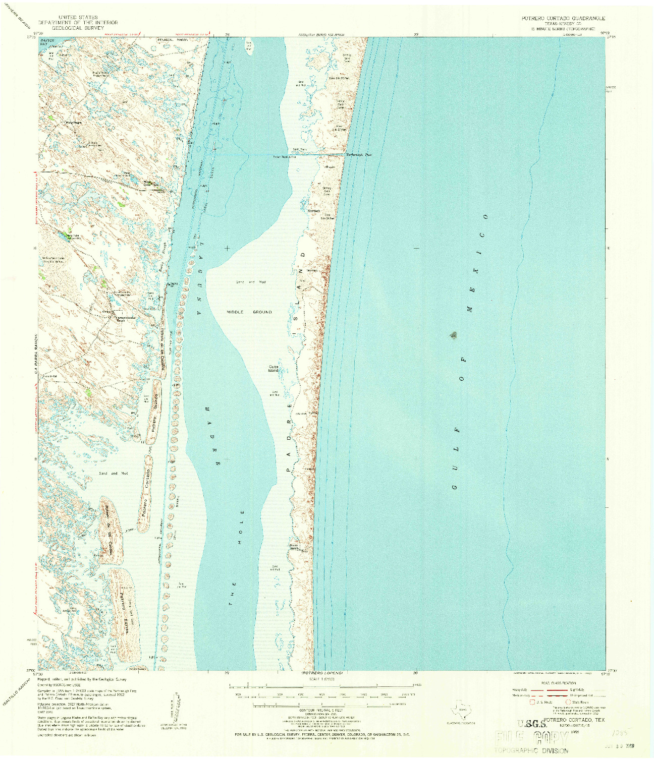 USGS 1:62500-SCALE QUADRANGLE FOR POTRERO CORTADO, TX 1955