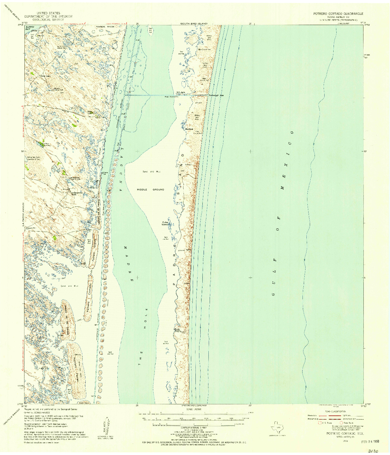 USGS 1:62500-SCALE QUADRANGLE FOR POTRERO CORTADO, TX 1955