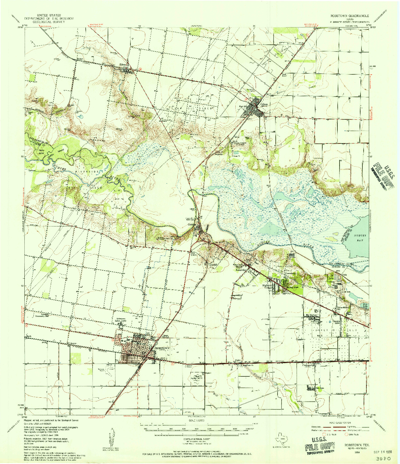 USGS 1:62500-SCALE QUADRANGLE FOR ROBSTOWN, TX 1954